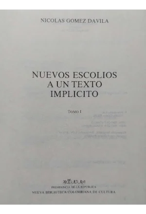 NUEVOS ESCOLIOS A UN TEXTO IMPLICITO DOS TOMOS