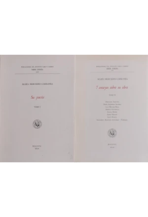 MARIA MERCEDES CARRANZA SU POESIA Y 7 ENSAYOS SOBRE SU OBRA 2 TOMOS